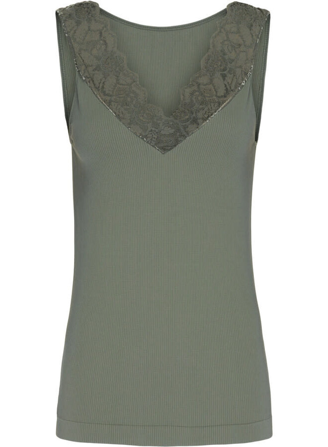 Belen v-lace Top - Olive