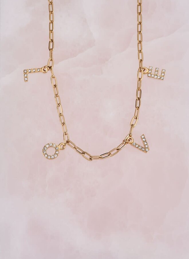 Ketting met love letters & strass