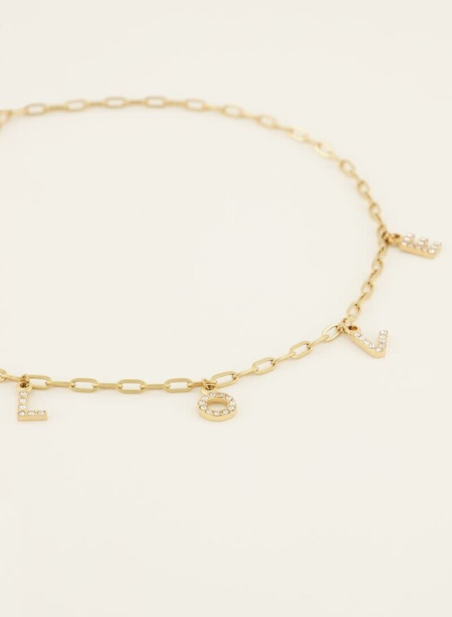 Ketting met love letters & strass
