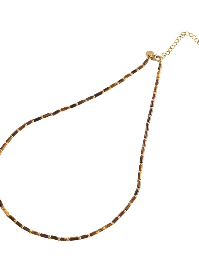 Long Bead Necklace - 14K + dark purple