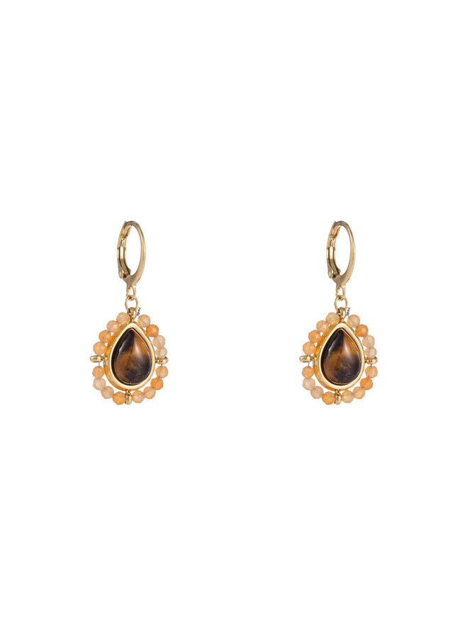 Small Stone Drop Earring - 14K + earth