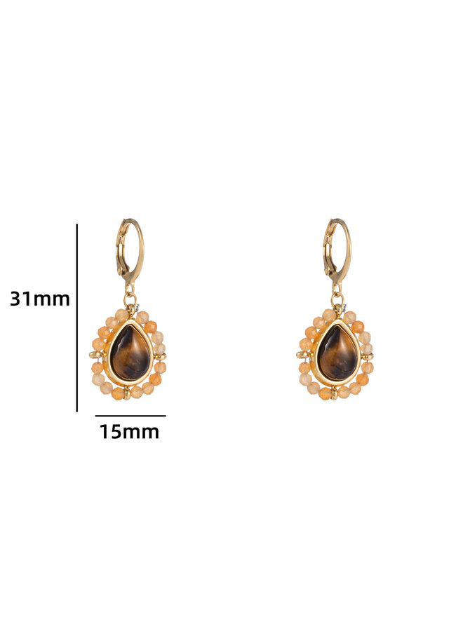 Small Stone Drop Earring - 14K + earth