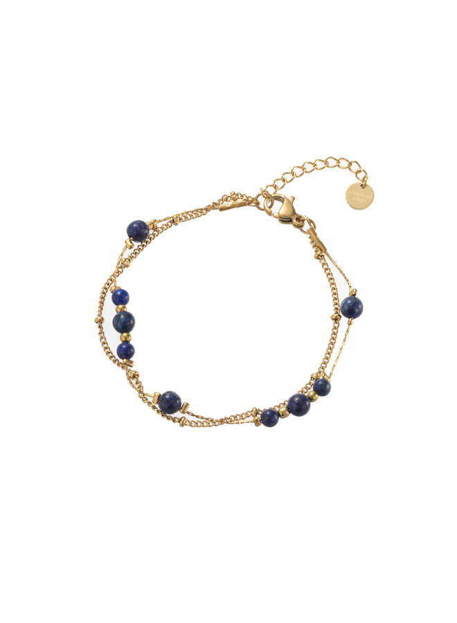 Double Stones Bracelet - 14K + blue