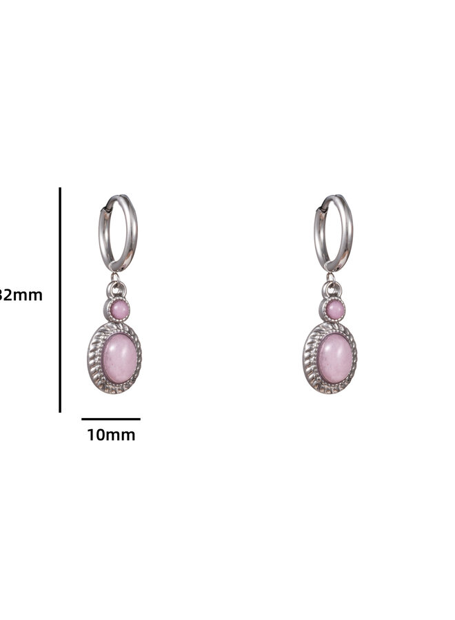 Double Stone Drop Earring - RH + rose quartz