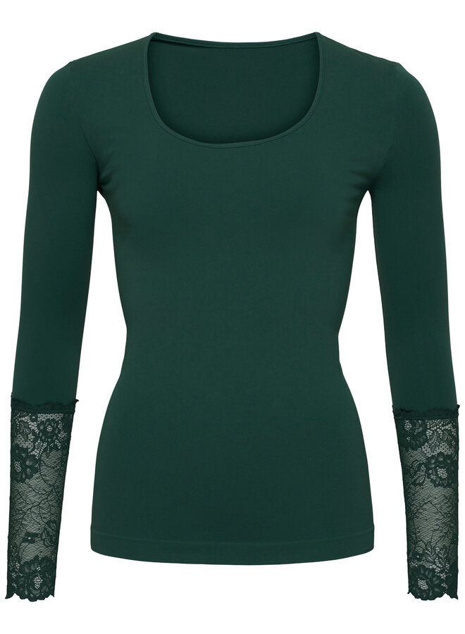 Mary Blouse w.lace LS - Verde scuro