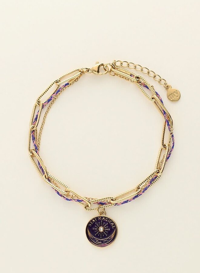 Mystic armband stay magical met blauwe bedel