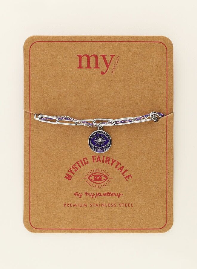 Mystic armband stay magical met blauwe bedel