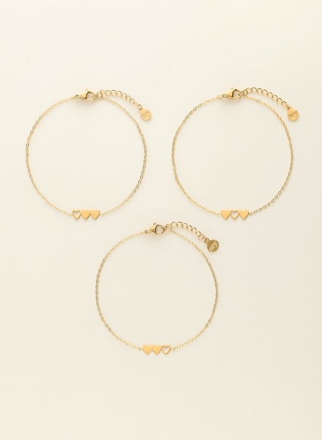 Armbanden set drie hartjes