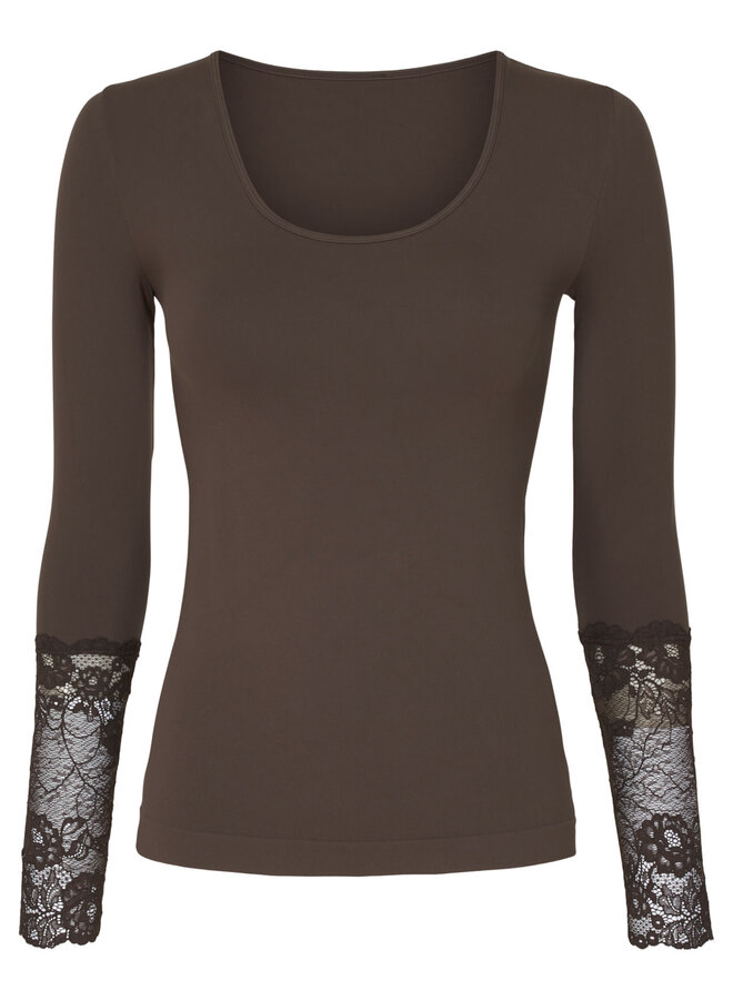 Mary Blouse w.lace LS - Caffe