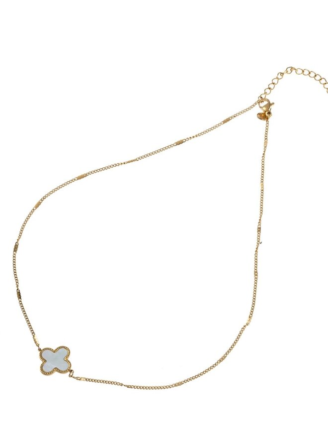 Lucky Pearl Leaf Necklace - 14K