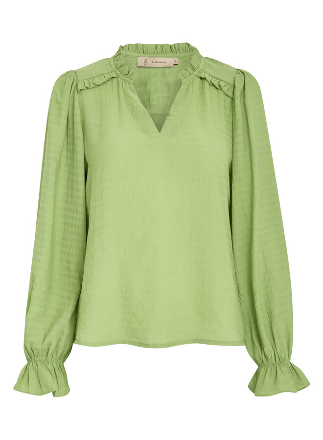 Sari V-Neck Long Sleeve Blouse - Guacamole Green