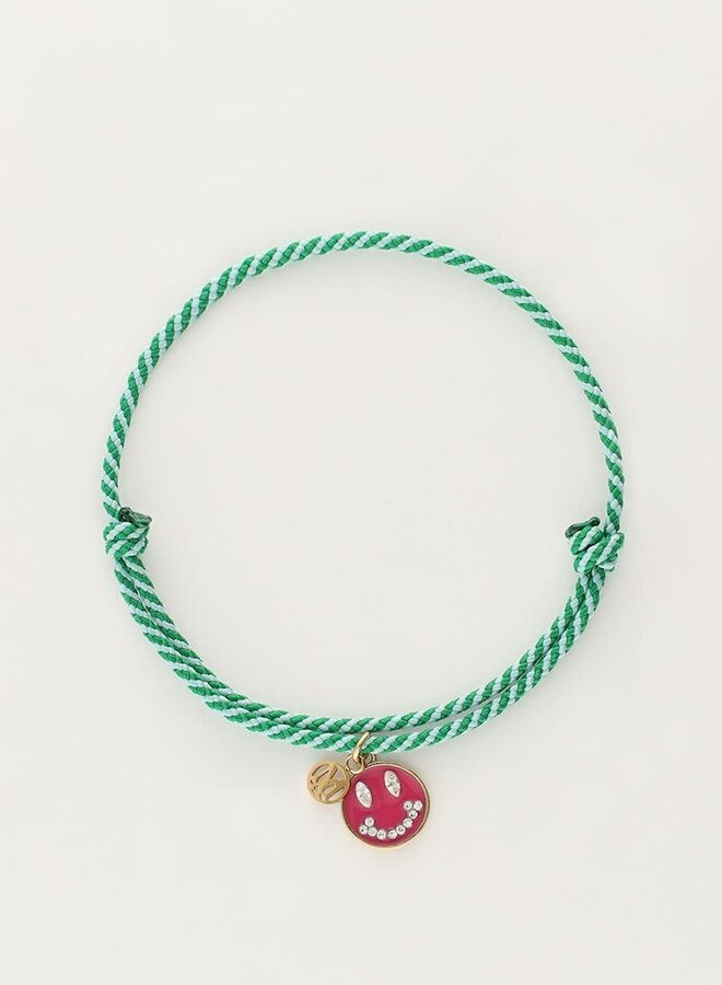 Candy groene touw armband met smiley