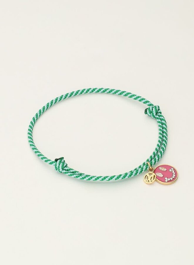 Candy groene touw armband met smiley