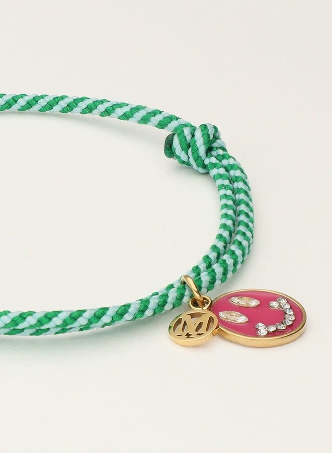 Candy groene touw armband met smiley