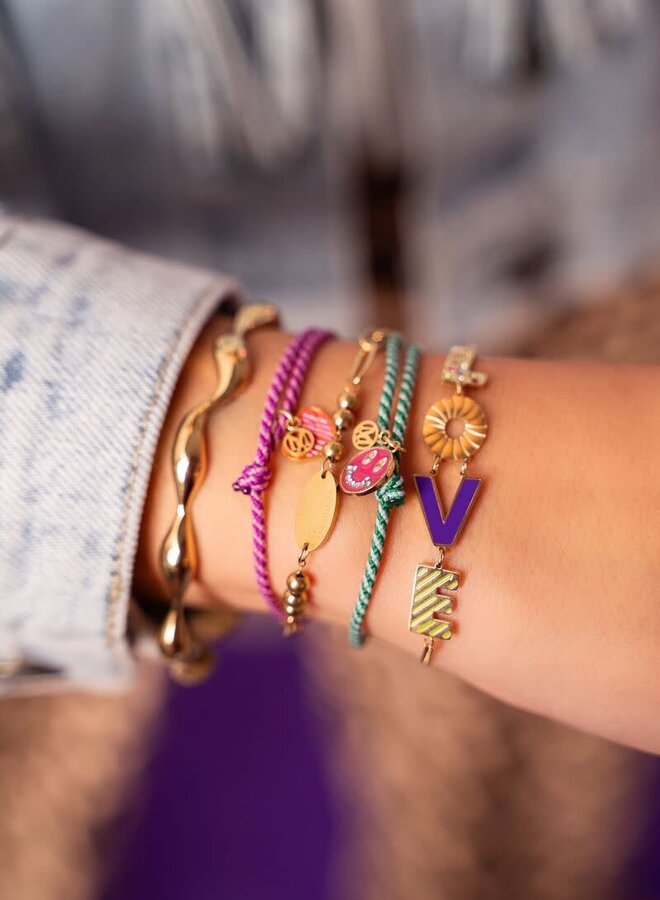 Candy groene touw armband met smiley