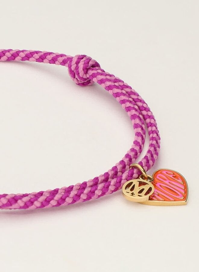 Candy paarse touw armband met hart