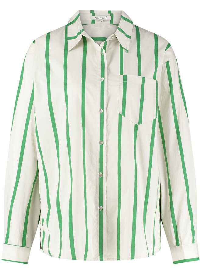 Ryleigh Blouse Stripe - Light Sand/Green