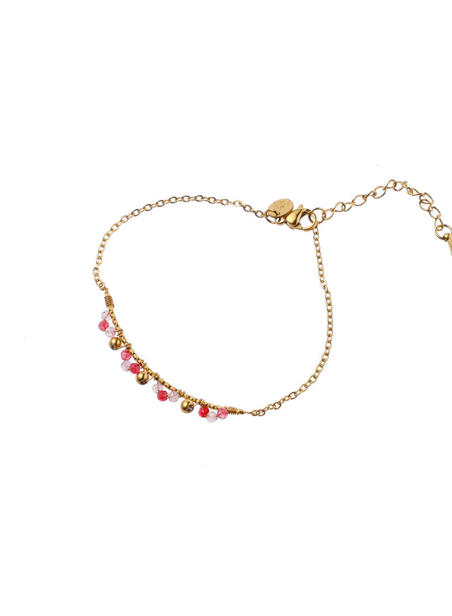 Wrapped Stones Bracelet.- 14K + Pink