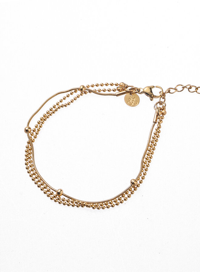 Line Dots Bracelet - 14K