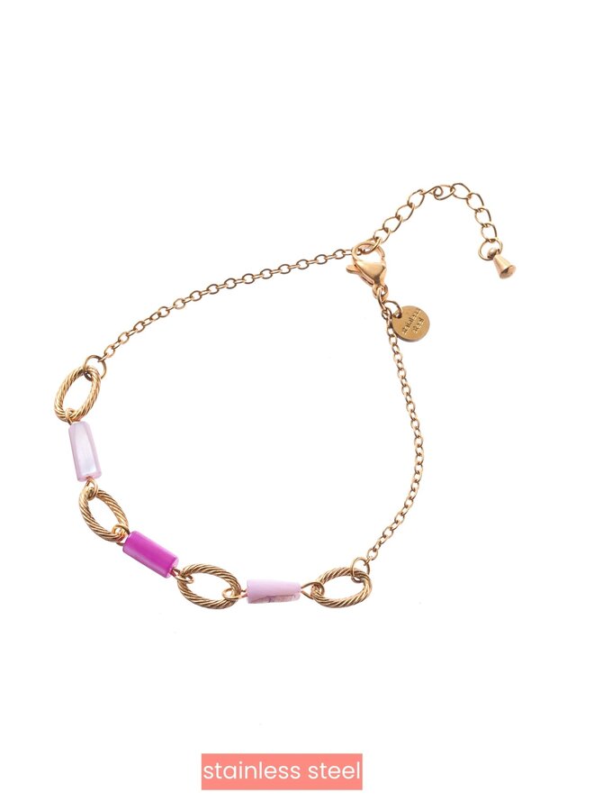 Rounds & Beads Bracelet - 14K + Lilac