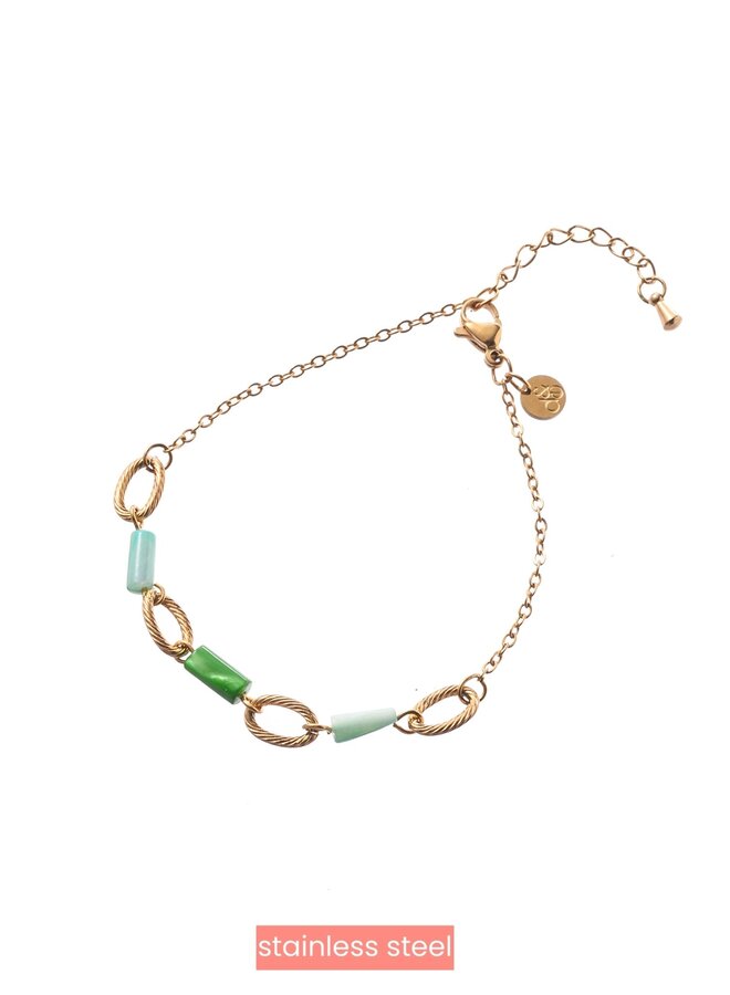 Rounds & Beads Bracelet - 14K + Mint
