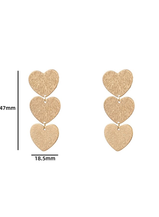 Triple Hearts Earring - 14K