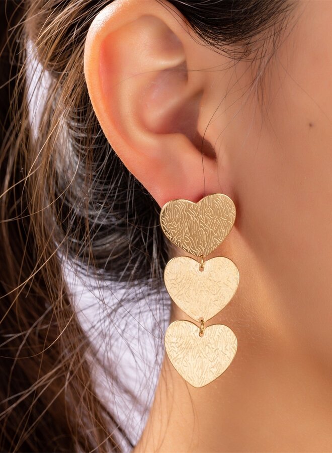 Triple Hearts Earring - 14K