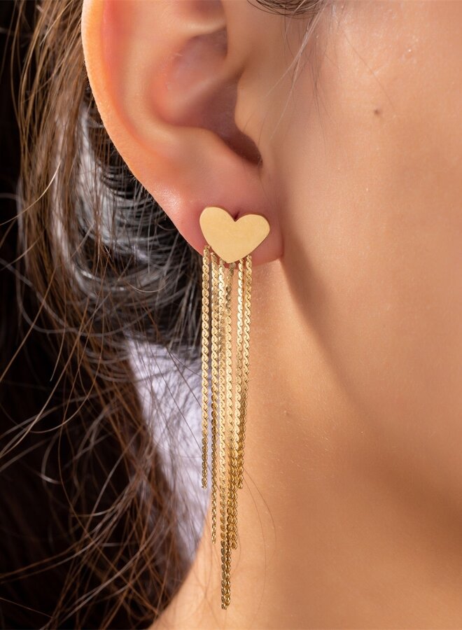 Waterfall Heart Earring - 14K