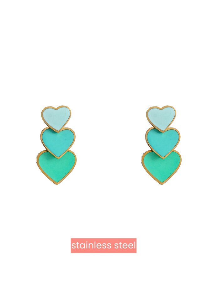 Coloured Hearts - 14K + Mint