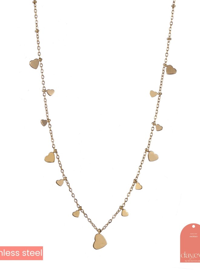 Hearts on the side Necklace - 14K