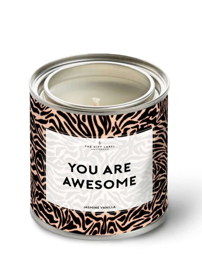 Grote geurkaars in blik - You are awesome - Jasmine vanilla - 310gr