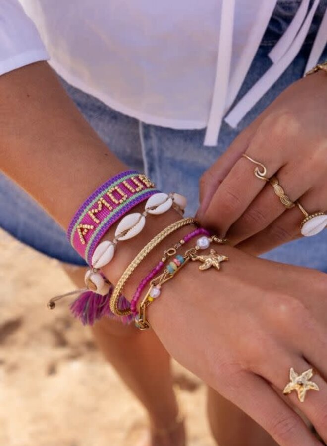 Ocean schakelarmband met multikleur kraaltjes en zeester