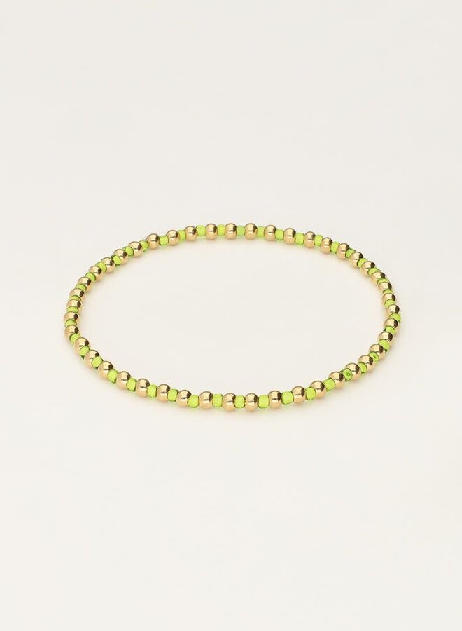 Ocean elastieken armband en kraaltjes lime