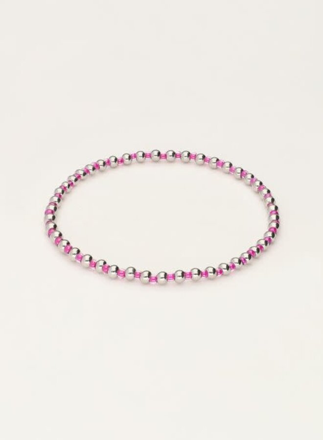 Ocean elastieken armband en kraaltjes roze