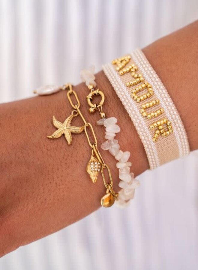 Ocean armband met witte steentjes