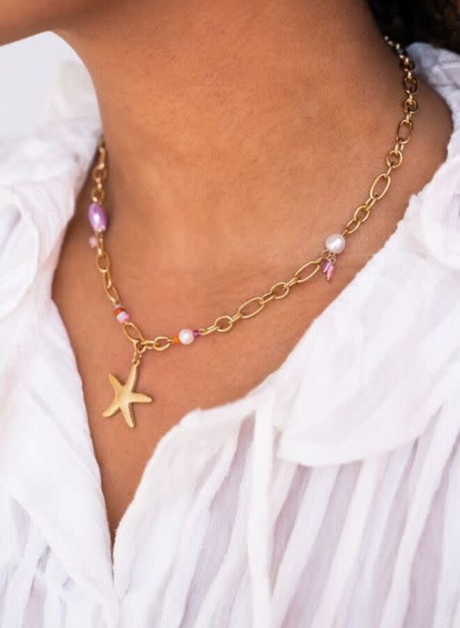 Ocean schakelketting met kraaltjes en zeester