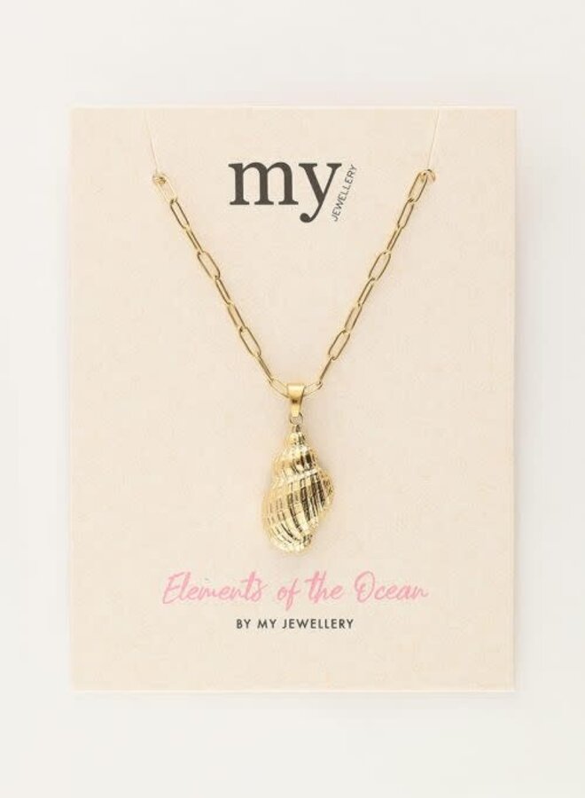 Ocean schakelketting met wokkelschelp en parel