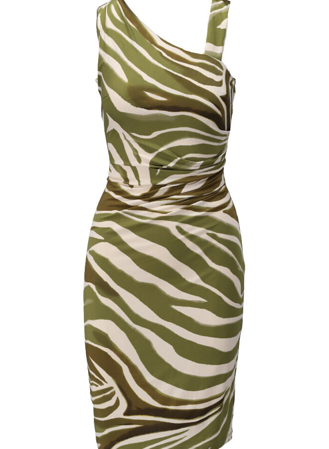 Assymetric bodycon dress with design - P750