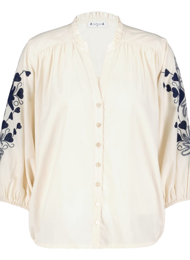 Blouse Lisa - Blouse Embrodery 3/4 - Sand