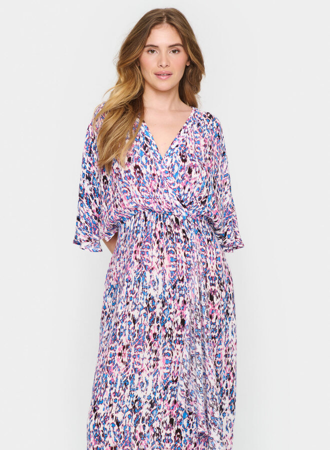 EverleySZ Wrap Dress - Pink C. Ikat Paint