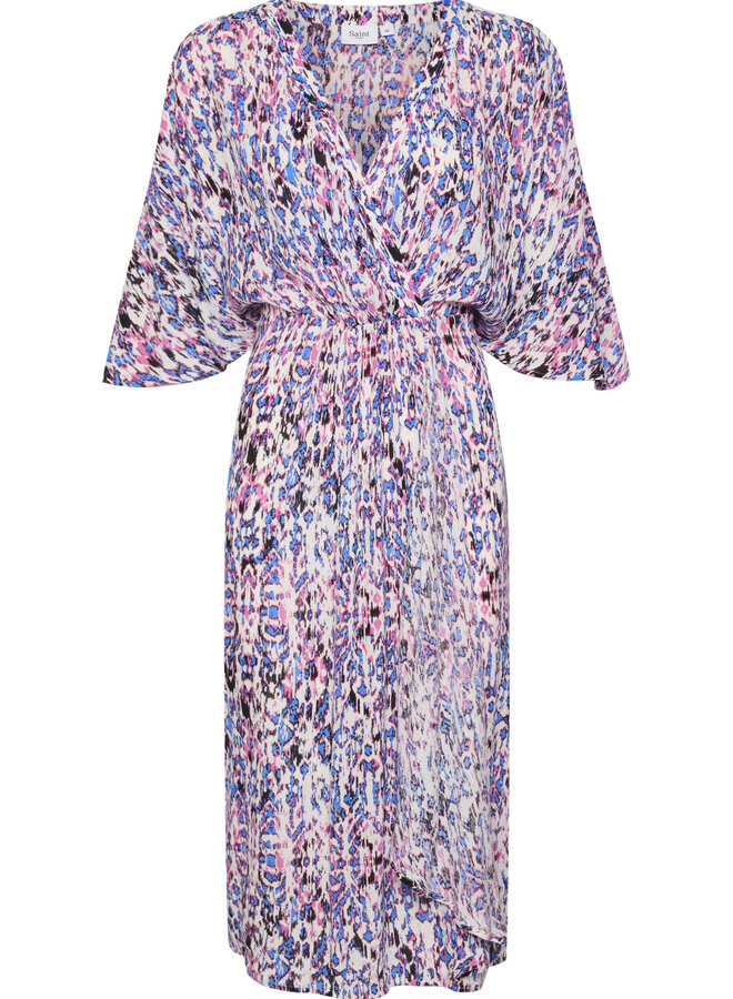 EverleySZ Wrap Dress - Pink C. Ikat Paint