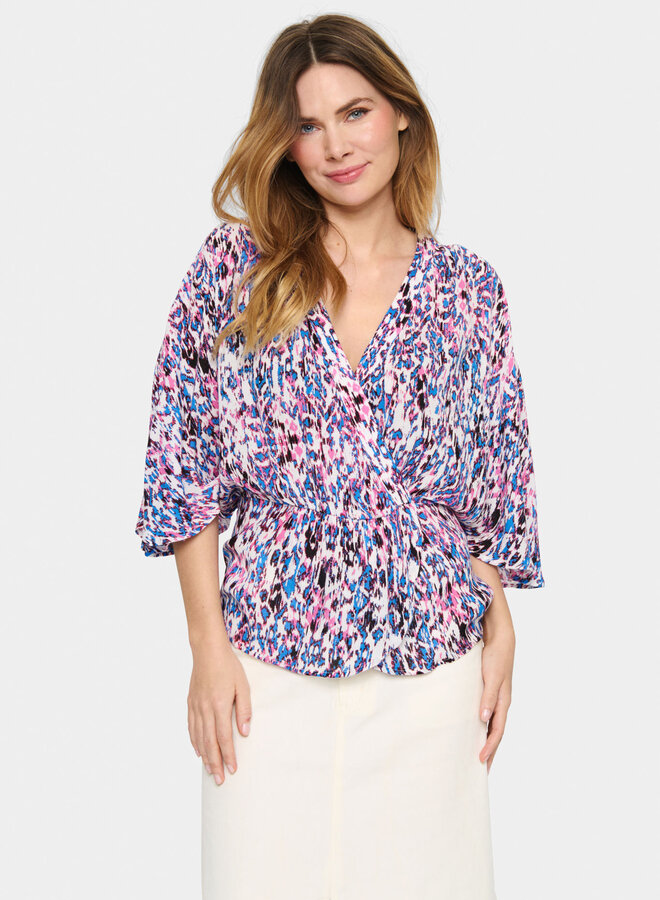 EverleySZ Wrap Blouse - Pink C. Ikat Paint