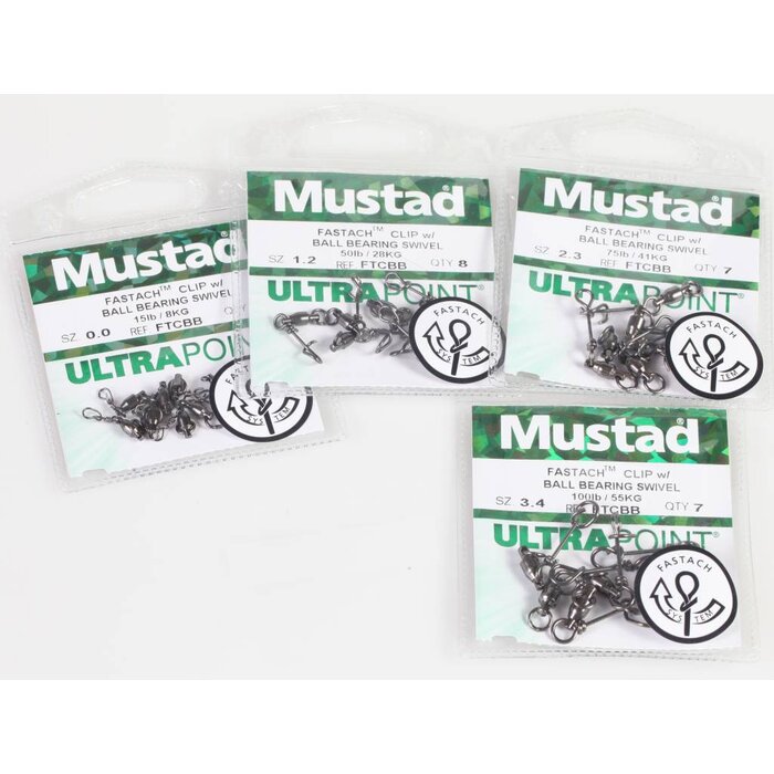 Mustad Fastach Clip With Ball Bearing Swivel #0.0 P/8