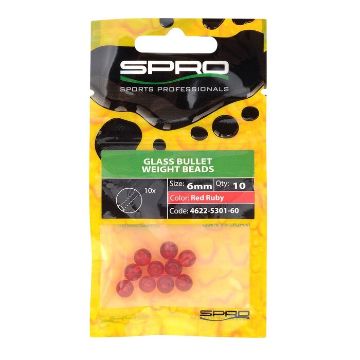 Spro Glass Bullet Weight Beads Red Ruby 4 MM P/10