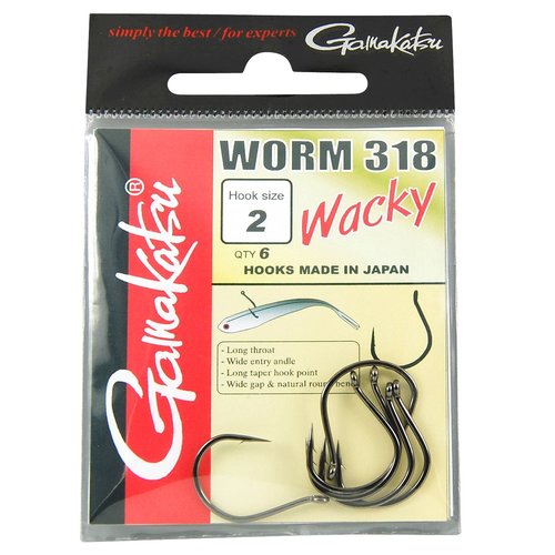 GAMAKATSU WORM 318 WACKY HOOKS BLACK