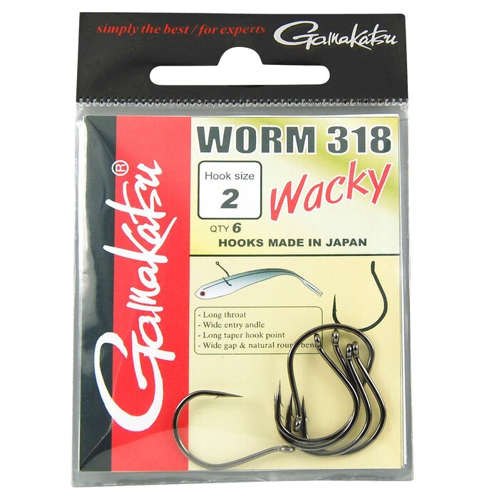 Gamakatsu Worm 318 Wacky Hooks Black #1 P/6