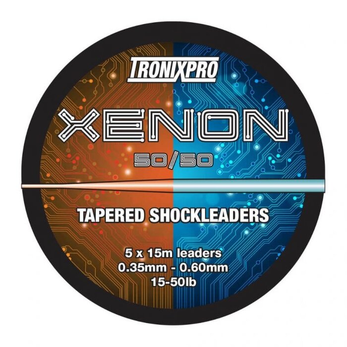 Tronixpro Xenon Tapered Leaders 50/50 - Orange / Clear 5 X 15 Mtr
