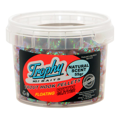 TROPHY BAITS TROUT HOOK PELLETS 55 GRAM NATURAL SCENT