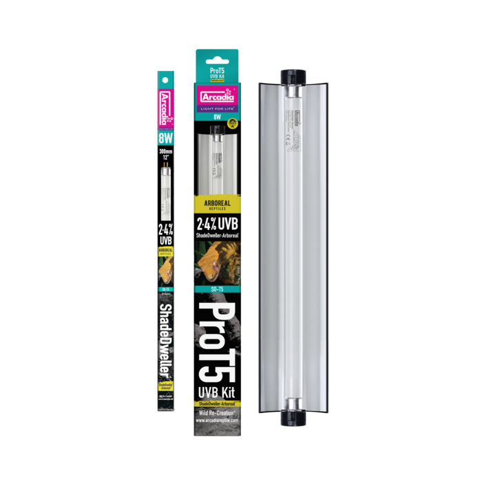 Arcadia Pro T5 Uvb Set Shadedweller Arboreal 2.4% Uvb 8 Watt