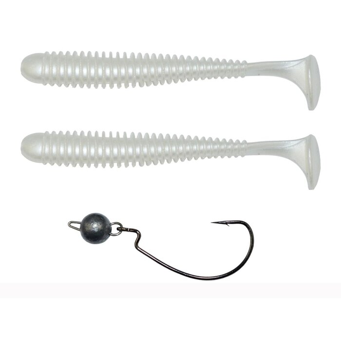 Lft Bottom Jig Vibration Worm 2 Shads +1 Jighead 9 cm 5 gram #1/0